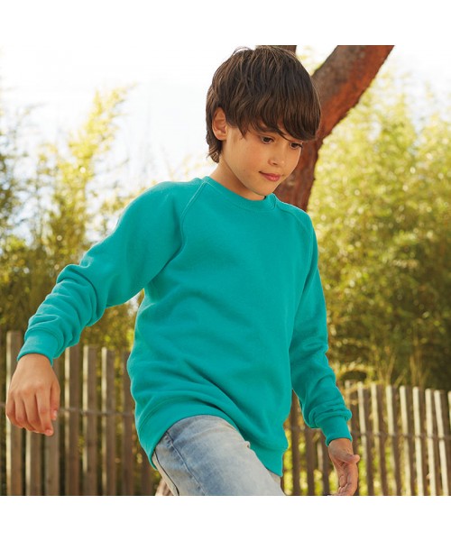 Plain Classic 80/20 kids raglan sweatshirt Fruit Of The Loom 280 GSM